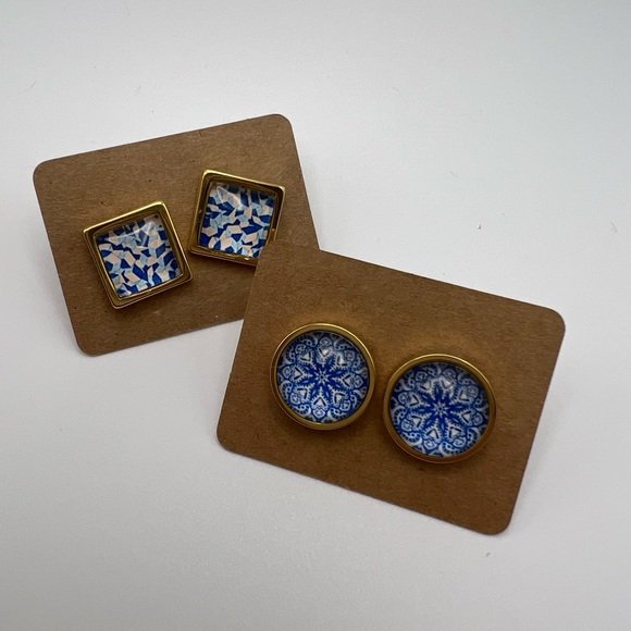 Boho Chic Classic Round & Square Stud Earrings - Elegant Chic Stud Earrings - Picture 9 of 14